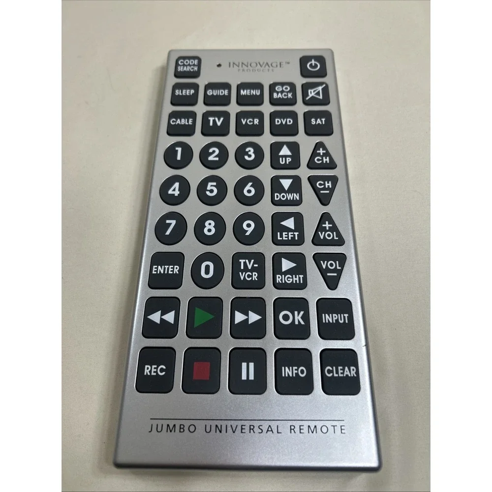 Innovage Jumbo Universal Remote XL Sized Buttons Cable, TV, VCR, DVD, Satellite